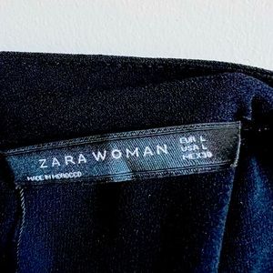 Zara Woman Black V Neck Choker Shift Dress